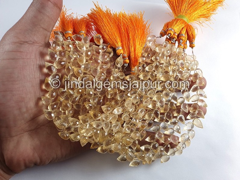 Light Citrine Faceted Tulip Drops Shape Beads