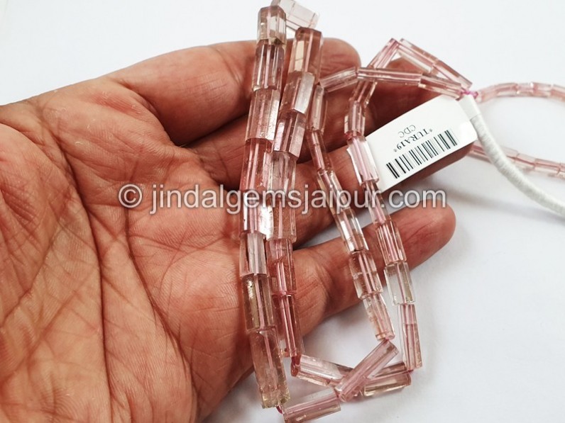Pink Tourmaline Far Step Cut Cylinder Beads