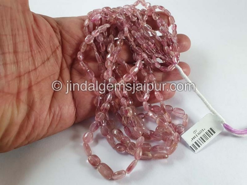 Pink Bi Color Tourmaline Smooth Oval Beads