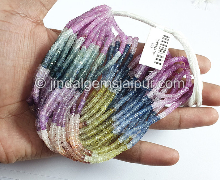 Multi Sapphire Faceted Roundelle Shape Beads