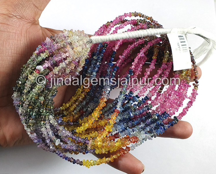 Multi Sapphire Smooth Chips Beads