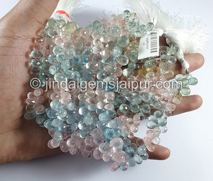 Multi Aquamarine Faceted Drops Shape Big Beads
