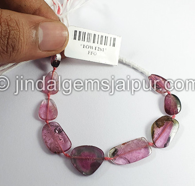 Watermelon Tourmaline Slices Shape Beads