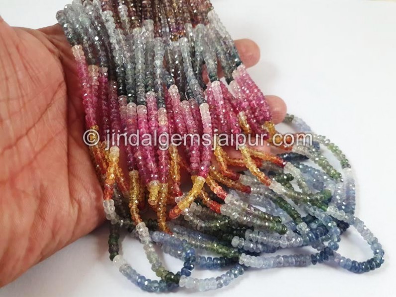 Multi Sapphire Faceted Roundelle Beads