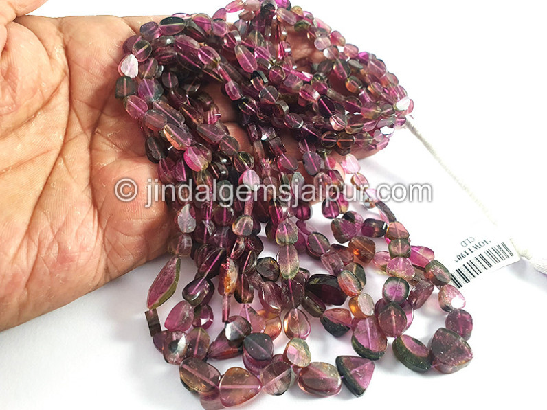 Bi Color Tourmaline Flat Oval Shape Beads