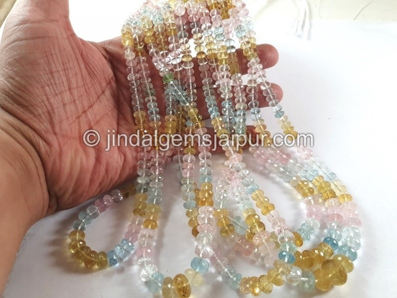 Multi Aquamarine Big Faceted Roundelle Beads