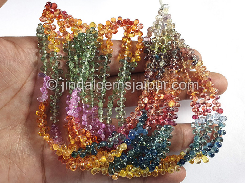 Multi Sapphire Faceted Drops Shape Beads