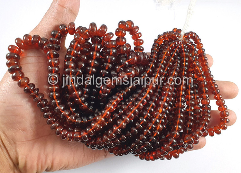 Hessonite Smooth Roundelle Shape Beads