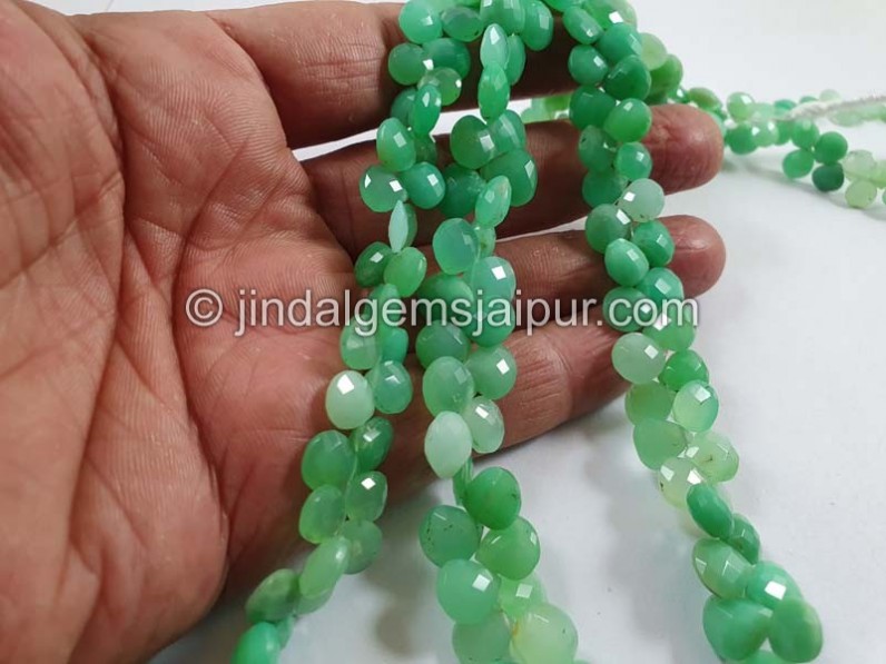 Chrysoprase Shaded Faceted Heart Beads