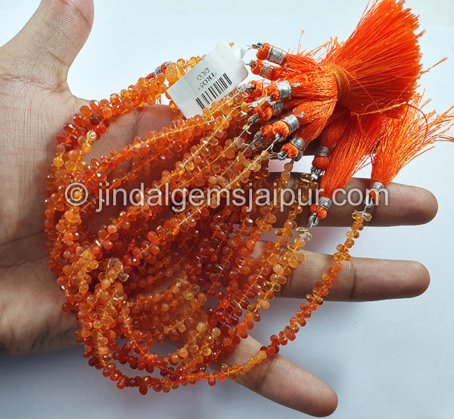 Fire Opal Faceted Drops Shape Beads