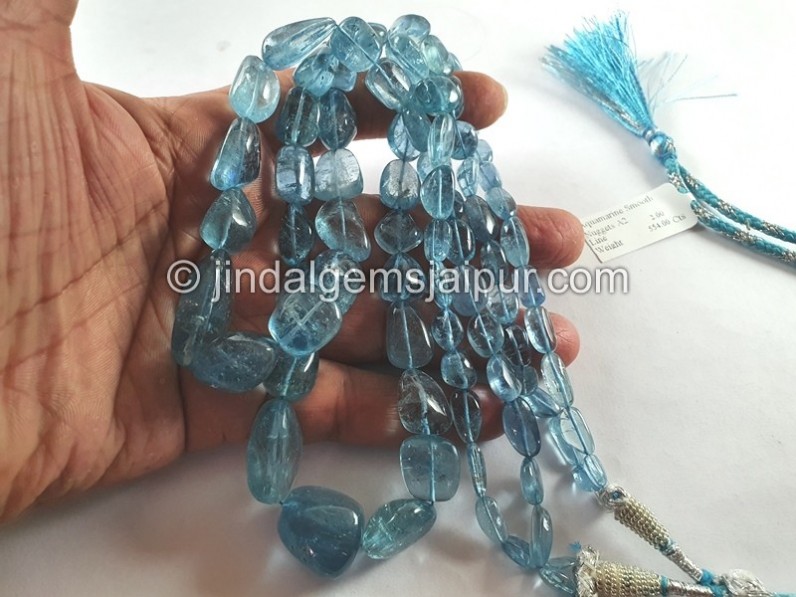Aquamarine Smooth Nugget Beads