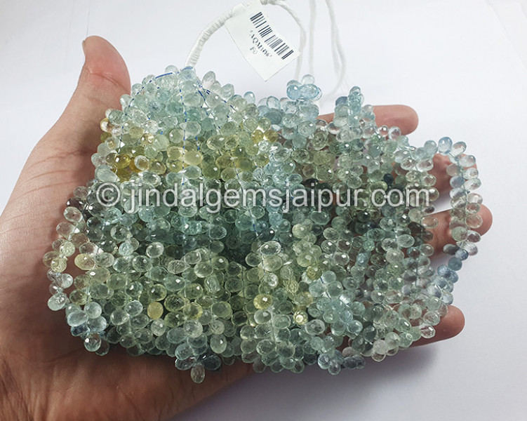 Muti Aquamarine Faceted Drops Shape Beads