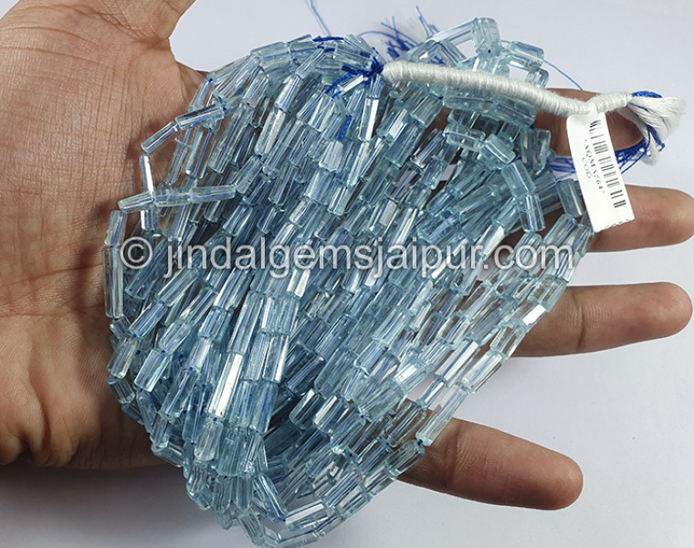 Aquamarine Step Cut Pipe Shape Beads