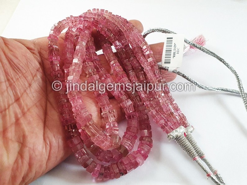 Rubellite Cut Bolt Shape Beads