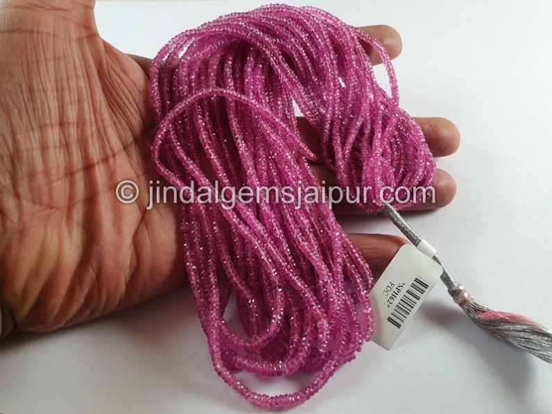 Natural Pink Sapphire Faceted Roundelle Beads