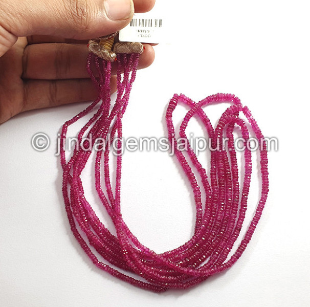 Ruby Mozambique Faceted Roundelle Shape Beads