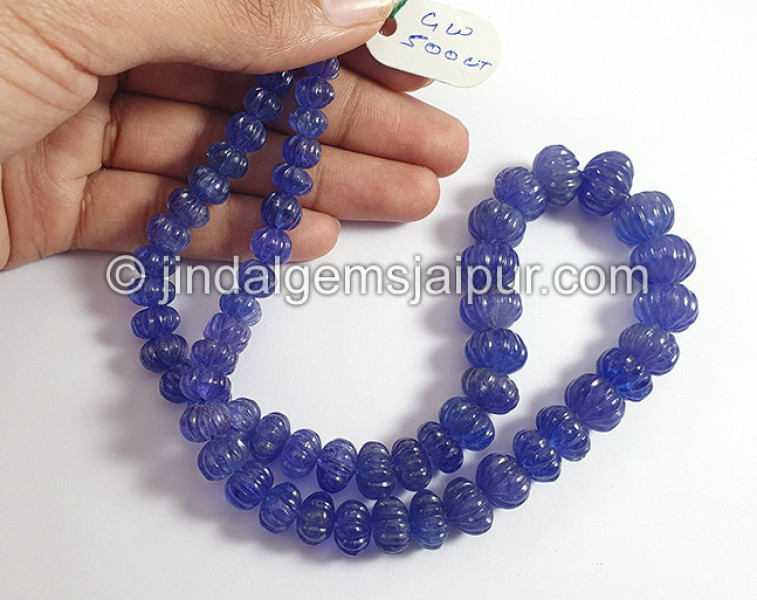 Tanzanite Carved Pumpkin Shape Beads