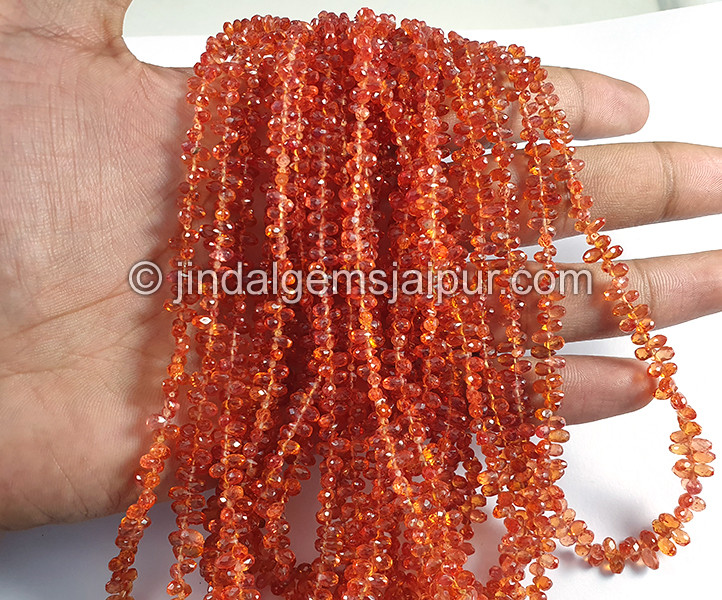 Red Sapphire Faceted Drops Shape Beads
