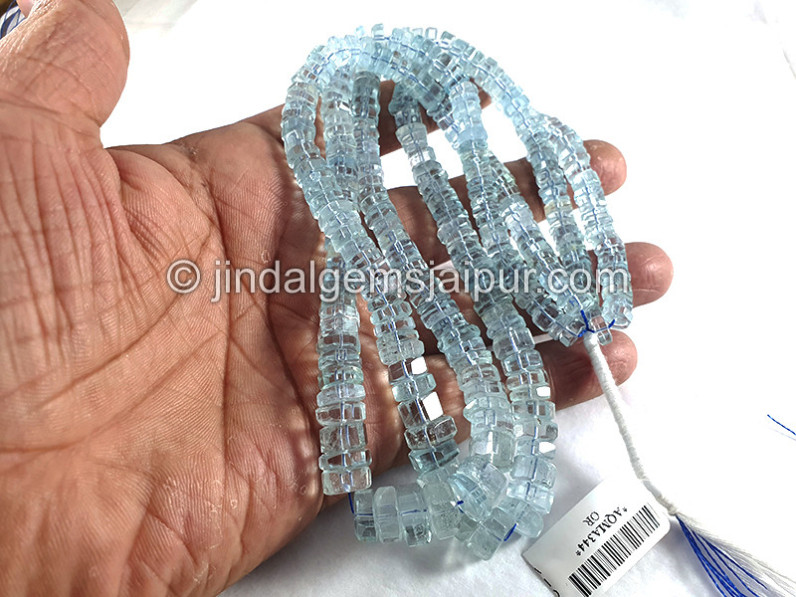 Aquamarine Step Cut Bolt Shape Beads