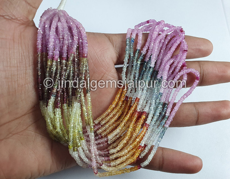 Multi Sapphire Faceted Roundelle Shape Beads