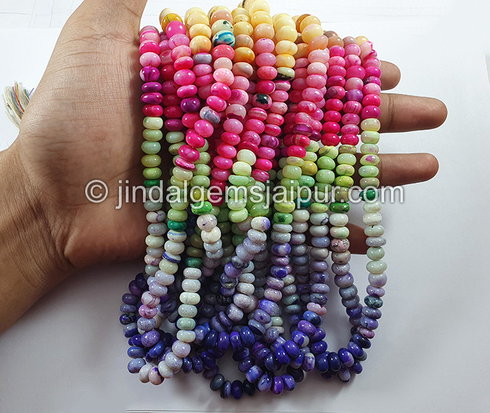 Multi Opal Dyed Smooth Roundelle Shape Beads