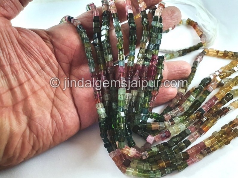 Tourmaline Smooth Cube Beads -- TURA488