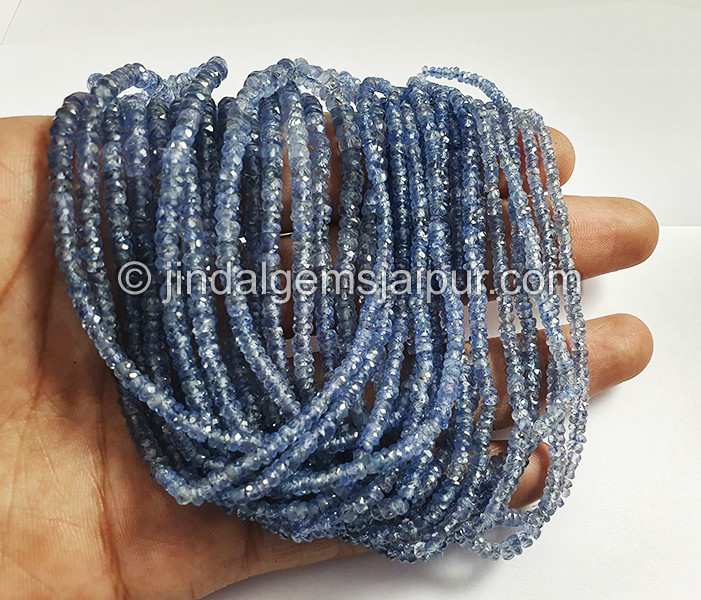 Blue Sapphire Faceted Roundelle Shape Beads