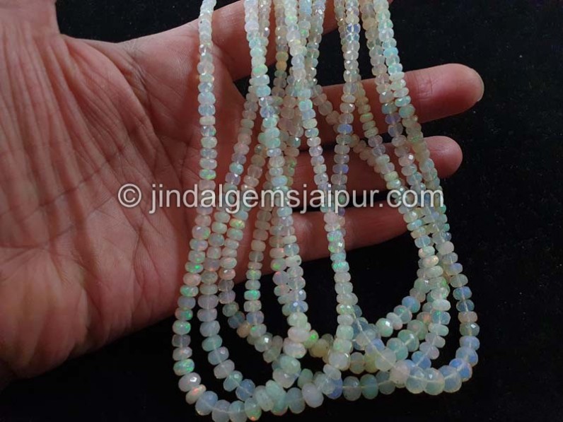 Off White Ethiopian Opal Far Faceted Roundelle Beads