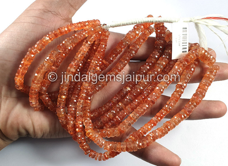 Sunstone Faceted Tyre Shape Beads