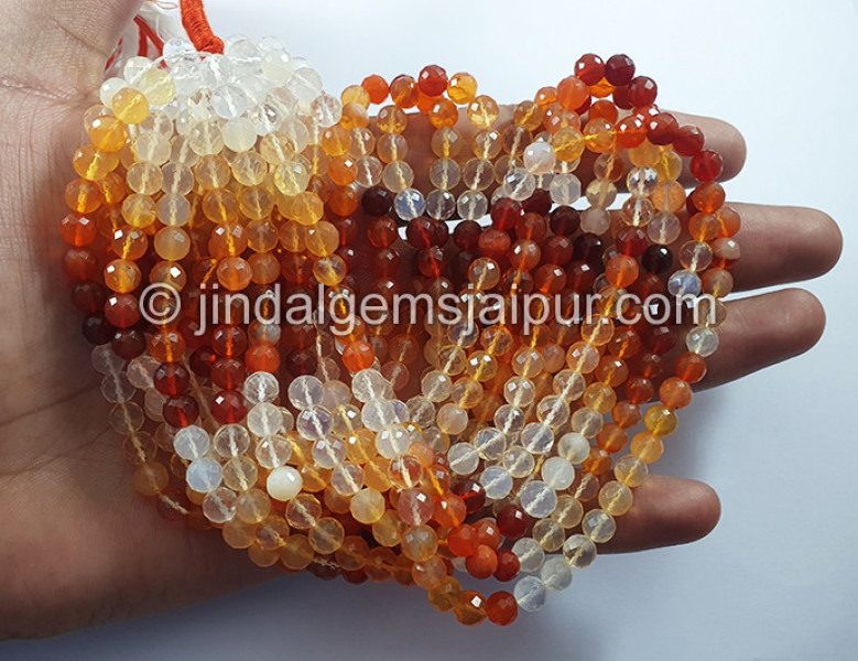 Fire Opal Faceted Round Balls Beads