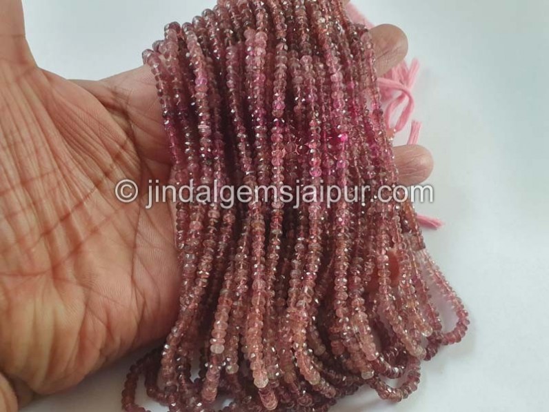 Pink Tourmaline Shaded Faceted Roundelle Beads