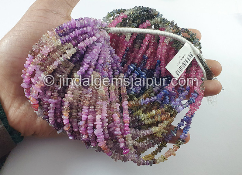 Multi Sapphire Smooth Chips Beads