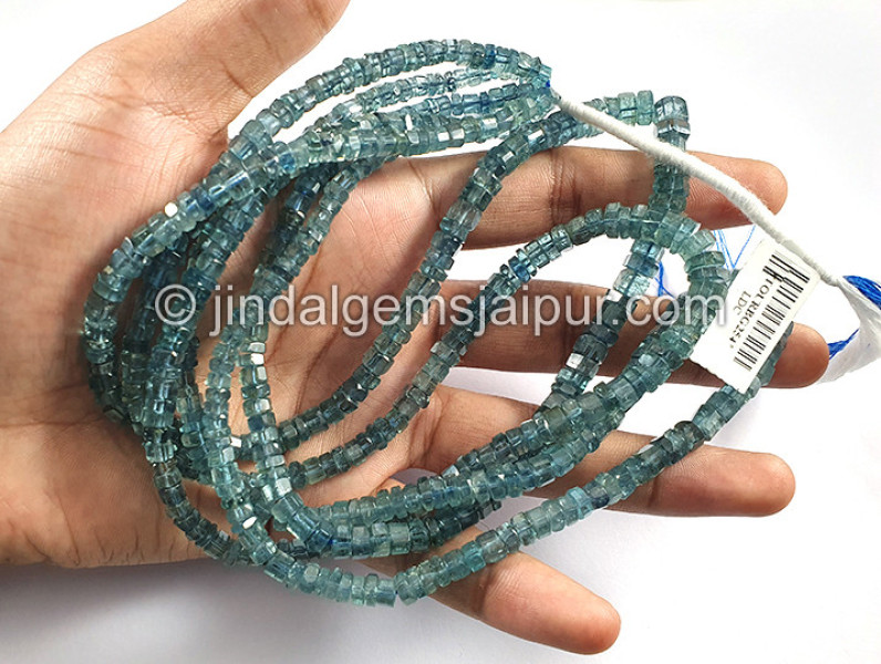 Teal Blue Tourmaline Step Cut Bolt Shape Beads