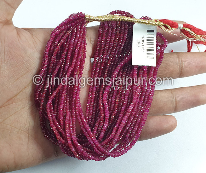 Ruby Longido Faceted Roundelle Shape Beads