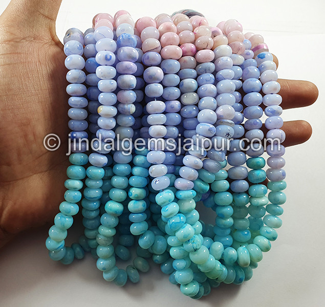 Multi Opal Dyed Smooth Roundelle Shape Beads