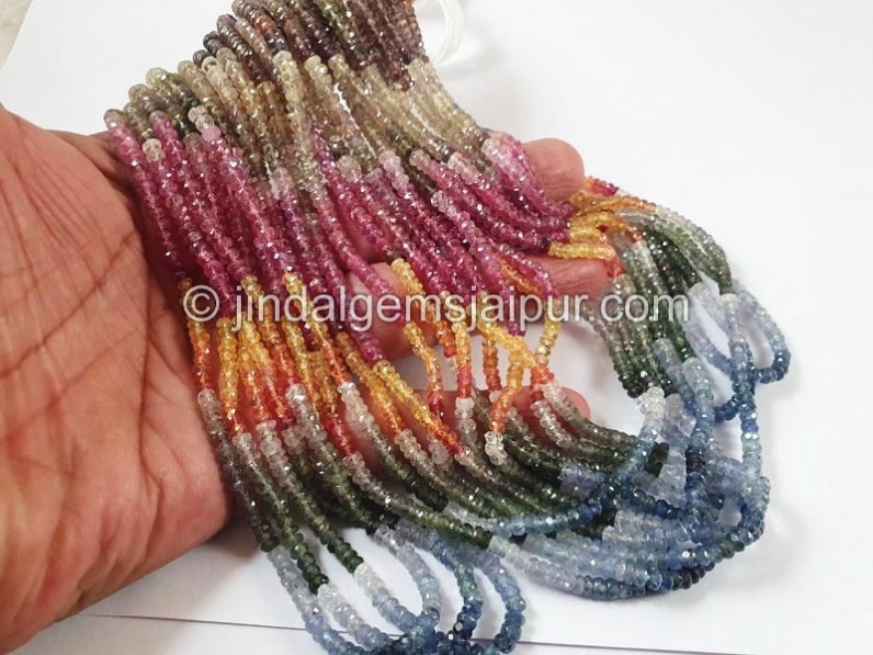 Multi Sapphire Faceted Roundelle Beads