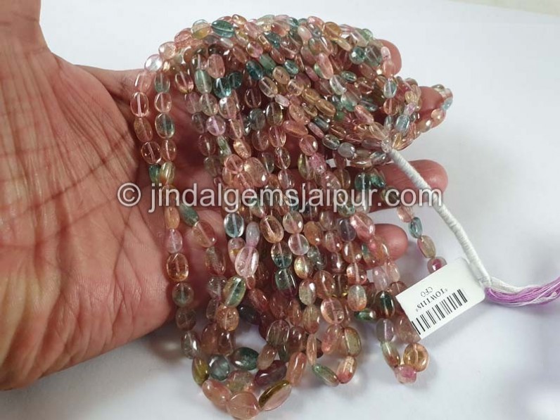 Bi Color Tourmaline Smooth Oval Beads