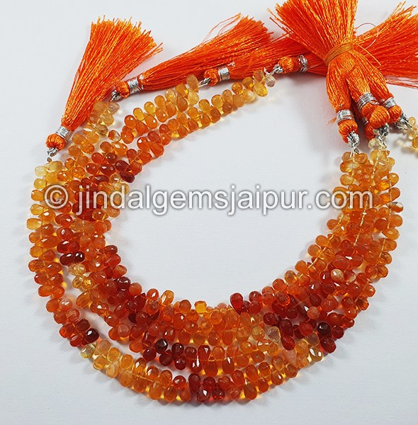 Fire Opal Faceted Drops Shape Beads