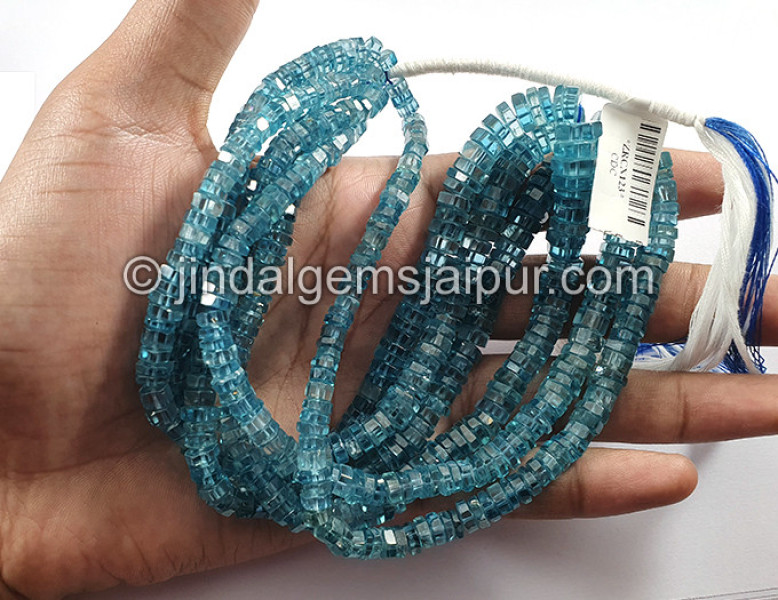 Blue Zircon Faceted Cut Bolt Shape Beads