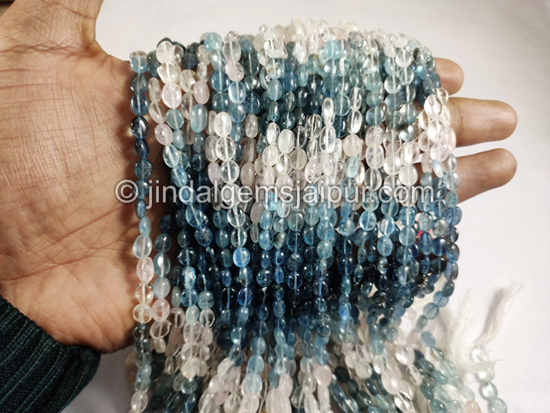 Multi Aquamarine Smooth Oval Shape Beads