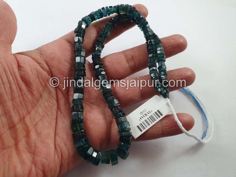 Blue Tourmaline Step Cut Roundelle Beads