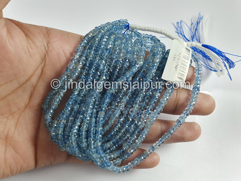 Santa Maria Aquamarine Faceted Roundelle Shape Beads