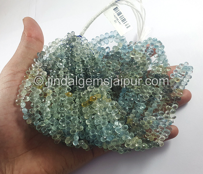 Muti Aquamarine Faceted Drops Shape Beads