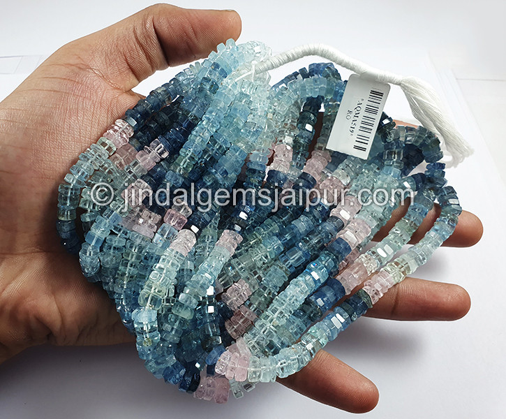 Multi Aquamarine Cut Bolt Shape Medium Beads