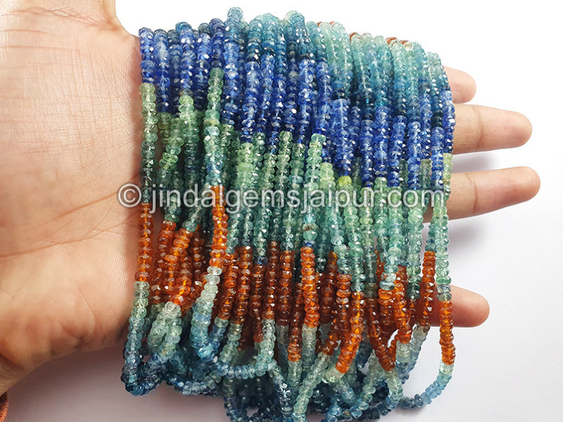 Multi Kyanite Faceted Roundelle Shape Beads