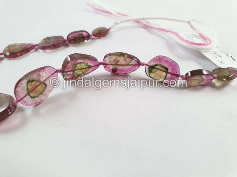 Watermelon Tourmaline Smooth Slices Beads