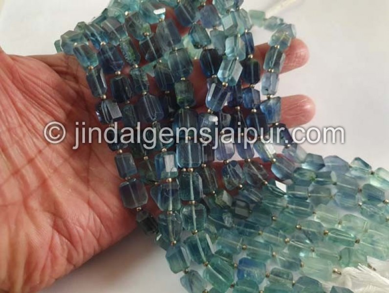 Bluish Green Fluorite Far Faceted Nuggets Beads