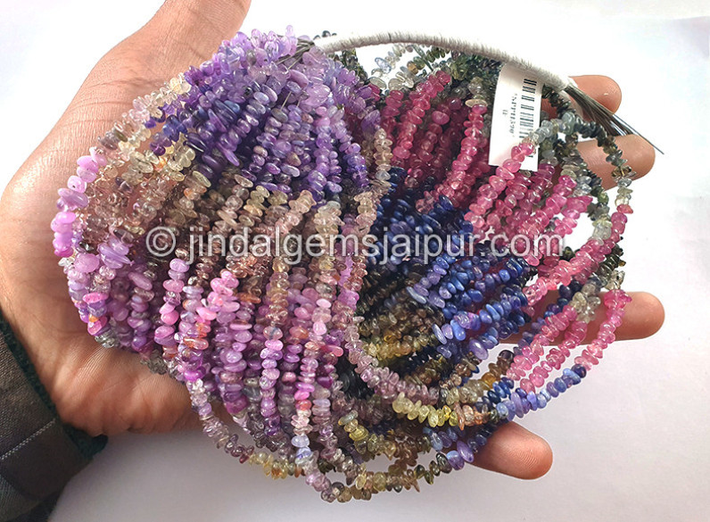 Multi Sapphire Smooth Chips Beads