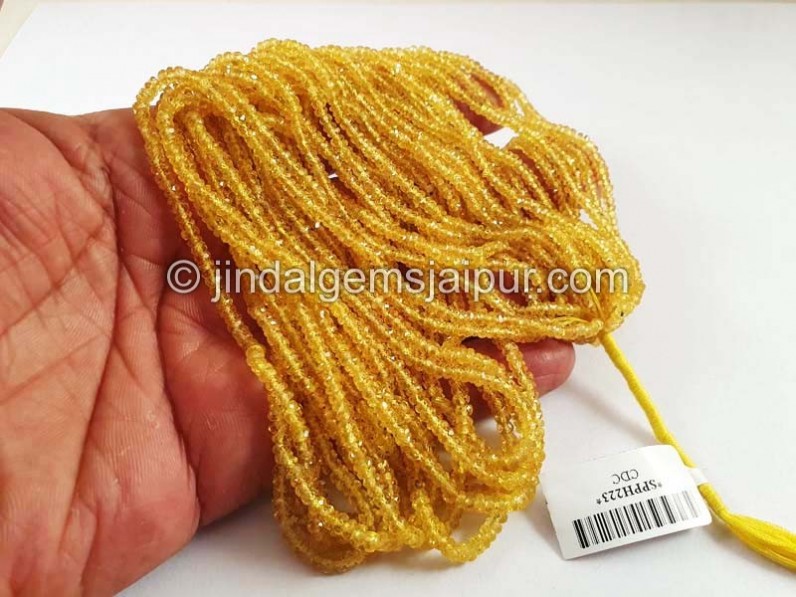 Lime Yellow Sapphire Faceted Roundelle Shape Beads