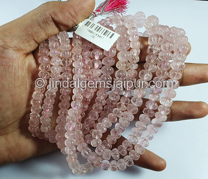Morganite Carved Pumpkin Shape Beads